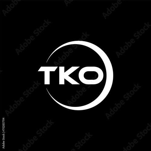 TKO letter logo design with black background in illustrator, cube logo, vector logo, modern alphabet font overlap style. calligraphy designs for logo, Poster, Invitation, etc. photo