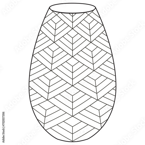 Outline vase, vector linear. Vase pottery, ancient pot greek illustration. Black and white. Art therapy Coloring page. Vector illustration