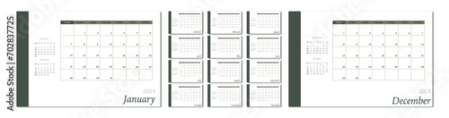  Vector flat illustration. Calendar for 2024 on a light background. Ideal for the design of your workplace.