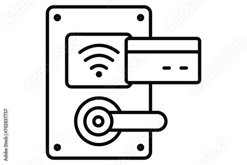 hotel key card icon. icon related to travel accommodation details. line icon style. element illustration