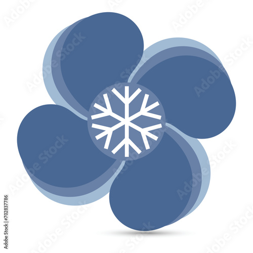 Cooling fan with snowflake symbol on it
