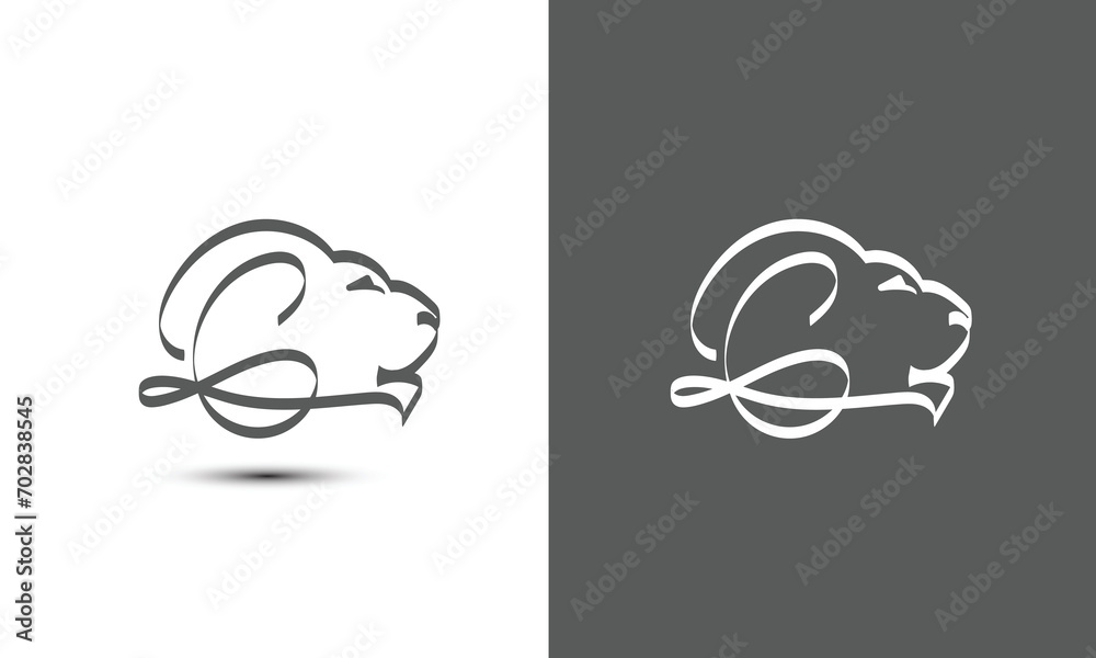Initial letter G combine with lion head Initial letter G combine with lion head