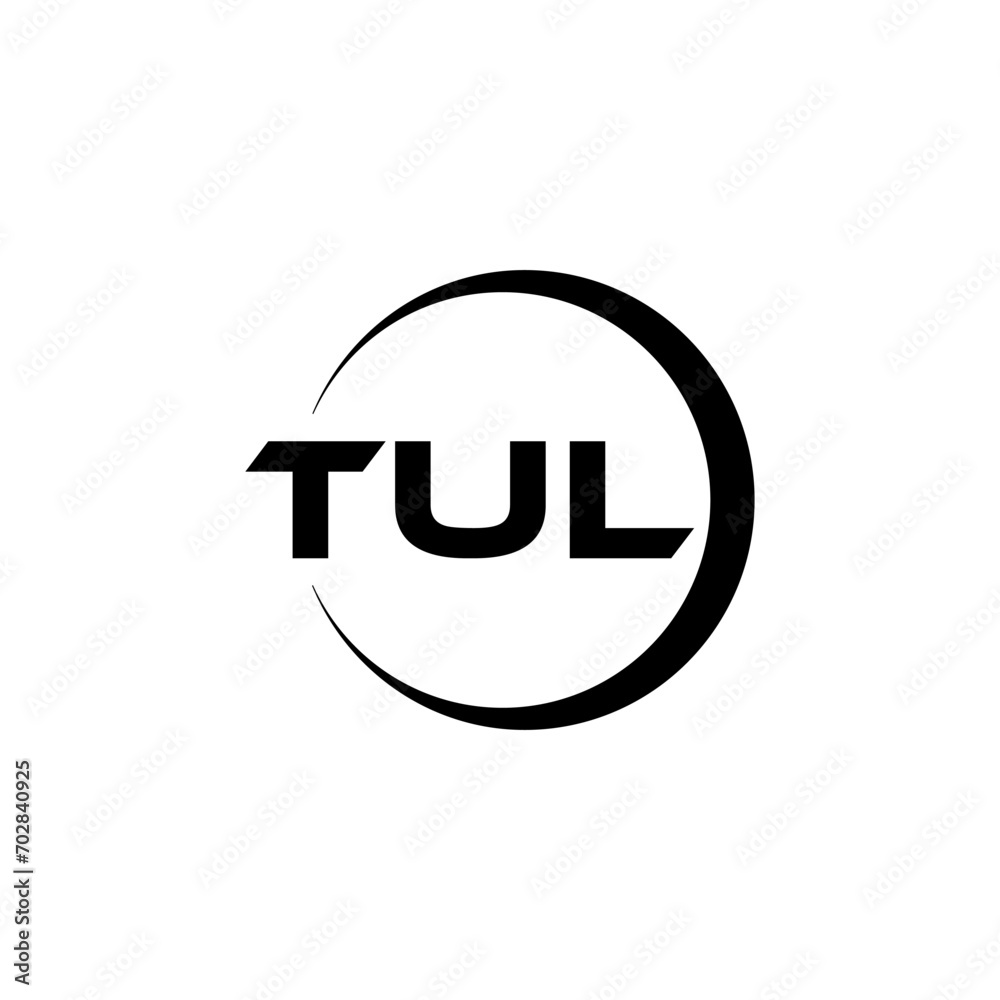 TUL letter logo design with white background in illustrator, cube logo, vector logo, modern alphabet font overlap style. calligraphy designs for logo, Poster, Invitation, etc.