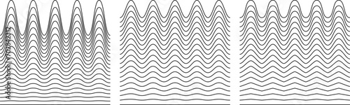 A collection of wavy zigzag horizontal wiggly lines, seamless borders, and smooth and angular graphic design elements set on a white background. photo