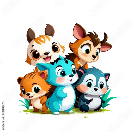 Playful animals design, vector graphic, colorful, adorable, cute, vector illustration, white background