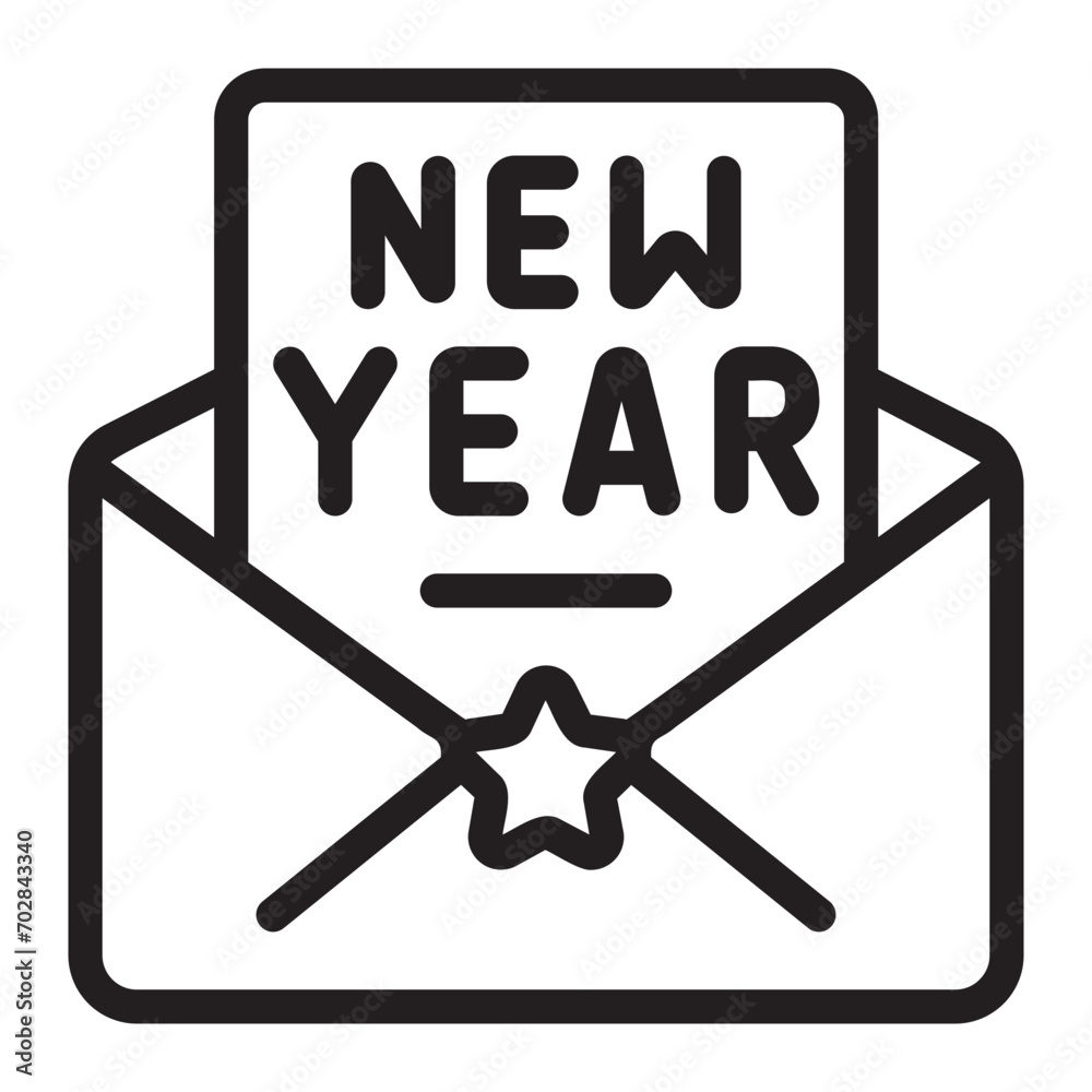 new year card line icon new year card line icon