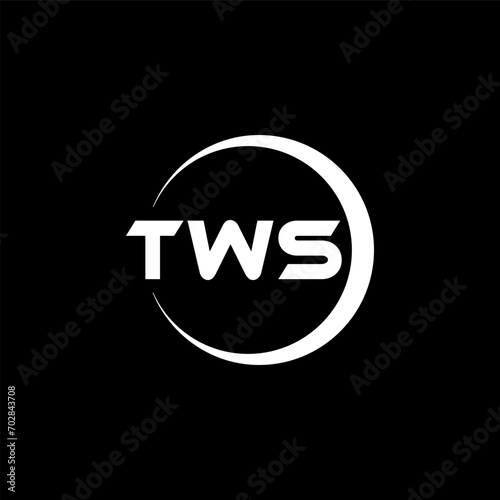 TWS letter logo design with black background in illustrator, cube logo, vector logo, modern alphabet font overlap style. calligraphy designs for logo, Poster, Invitation, etc.