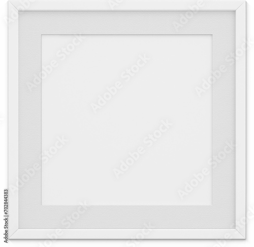 Close up view blank white square photo frame isolated on plain background. photo