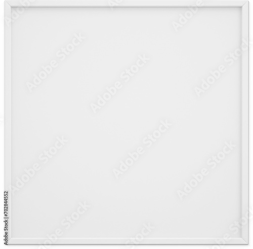 Close up view blank white square photo frame isolated on plain background. photo