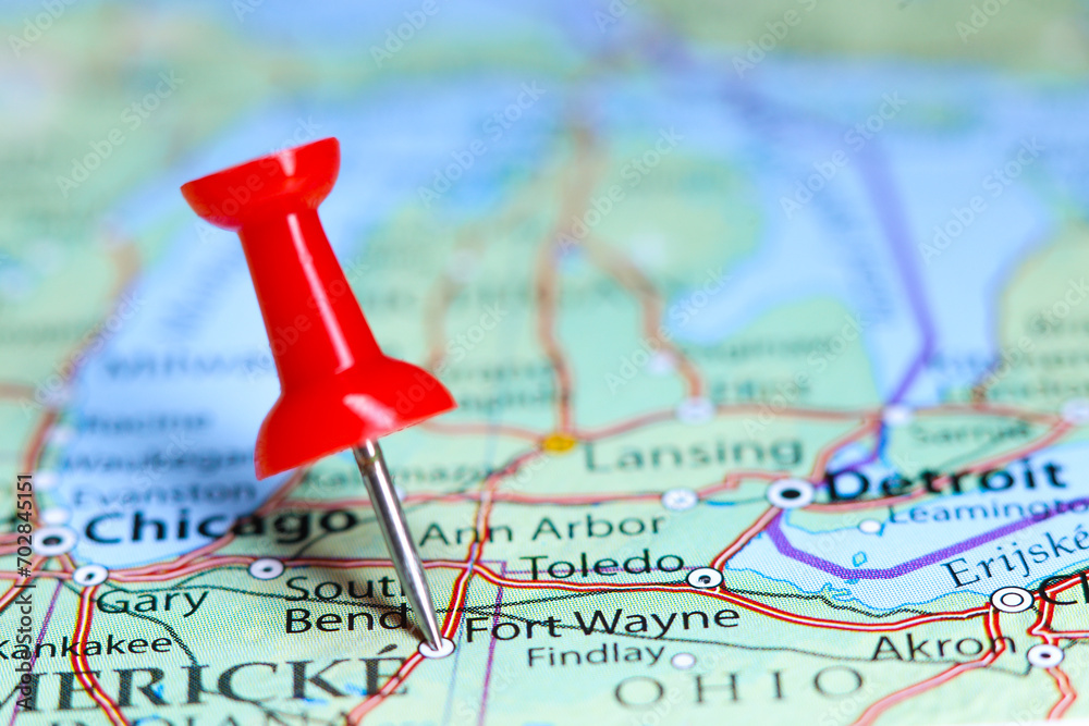 Fort Wayne, Indiana pin on map Fort Wayne, Indiana pin on map