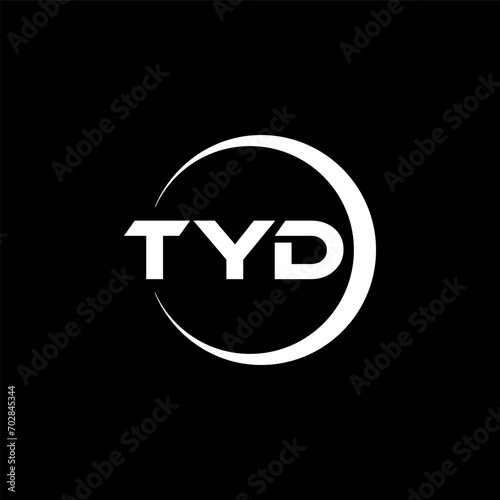 TYD letter logo design with black background in illustrator, cube logo, vector logo, modern alphabet font overlap style. calligraphy designs for logo, Poster, Invitation, etc. photo