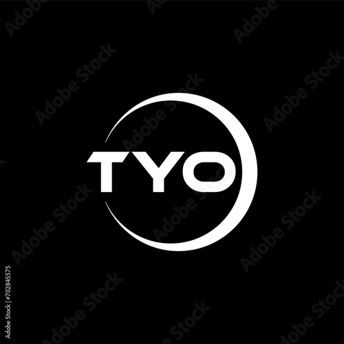 TYO letter logo design with black background in illustrator, cube logo, vector logo, modern alphabet font overlap style. calligraphy designs for logo, Poster, Invitation, etc. photo