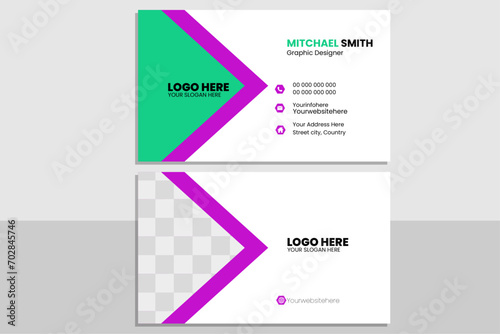 Collection of 1 horizontal Business card template design with front and back presentation.