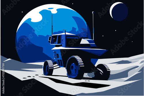 A lunar rover on the Moon's surface. vektor icon illustation