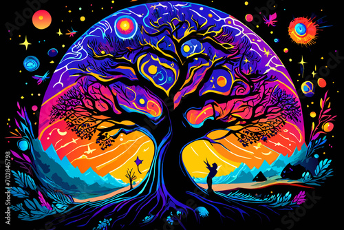 A cosmic tree of life. vektor icon illustation