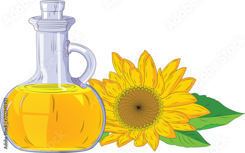 Sunflower Oil isolated on white background