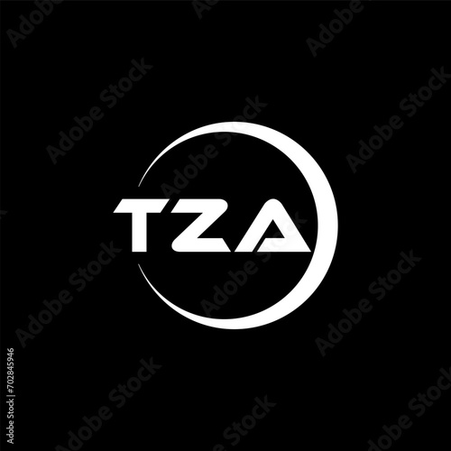 TZA letter logo design with black background in illustrator, cube logo, vector logo, modern alphabet font overlap style. calligraphy designs for logo, Poster, Invitation, etc.