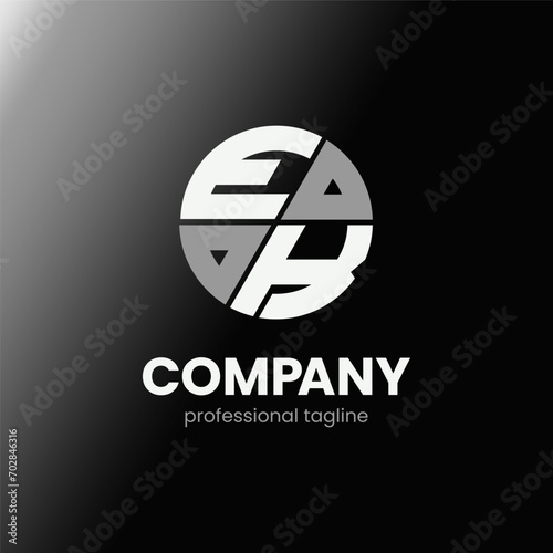 letter EK initial in monochrome flat design circle shape logo vector illustration