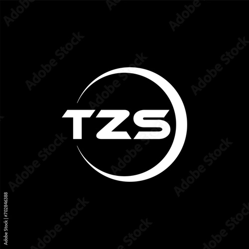 TZS letter logo design with black background in illustrator, cube logo, vector logo, modern alphabet font overlap style. calligraphy designs for logo, Poster, Invitation, etc.