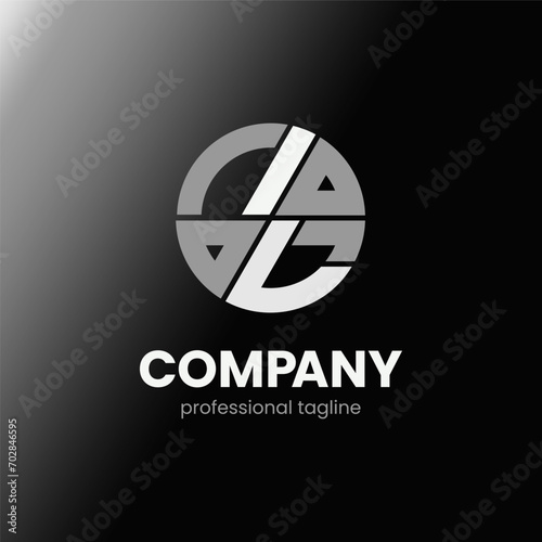 letter IL initial in monochrome flat design circle shape logo vector illustration