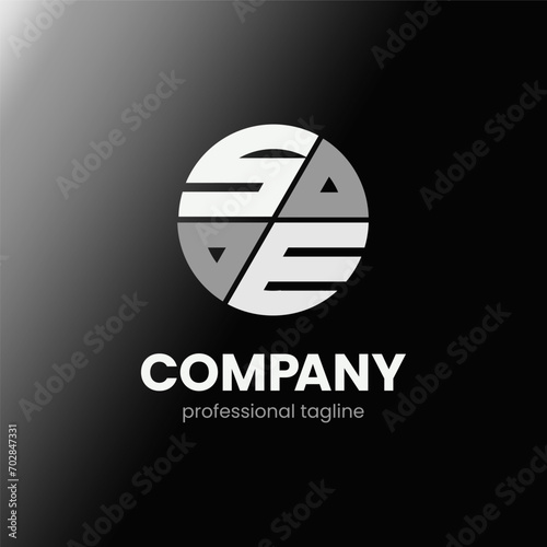 letter SE initial in monochrome flat design circle shape logo vector illustration