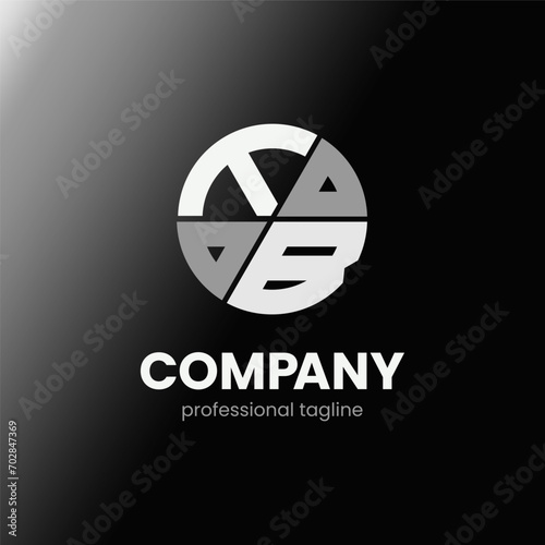letter TB initial in monochrome flat design circle shape logo vector illustration