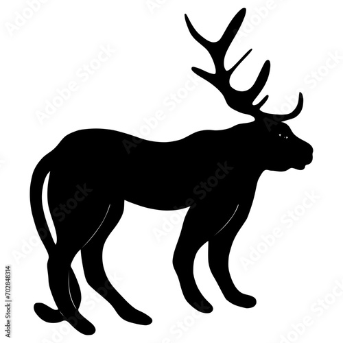 Surreal silhouette of a panther with antlers  surrealism