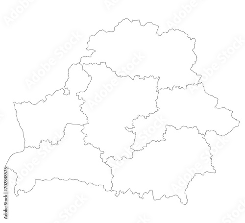 Belarus map. Map of Belarus in administrative provinces in white color