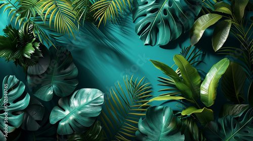 3D illustration images of foliage from tropical plants that fill space in high density. photo