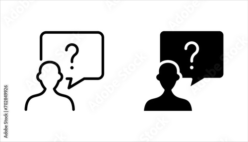Question mark in a speech bubble icon set, vector illustration on white background