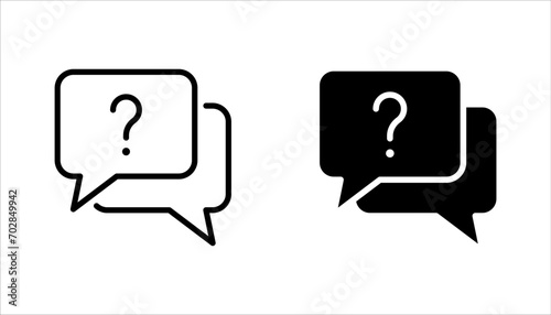 Question mark in a speech bubble icon set, vector illustration on white background photo
