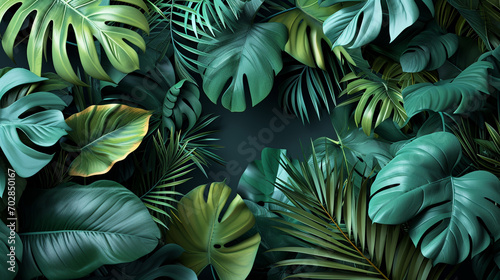 Wallpaper Mural 3D illustration images of foliage from tropical plants that fill space in high density. Torontodigital.ca
