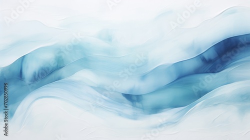 A painting of blue and white waves on a white background photo