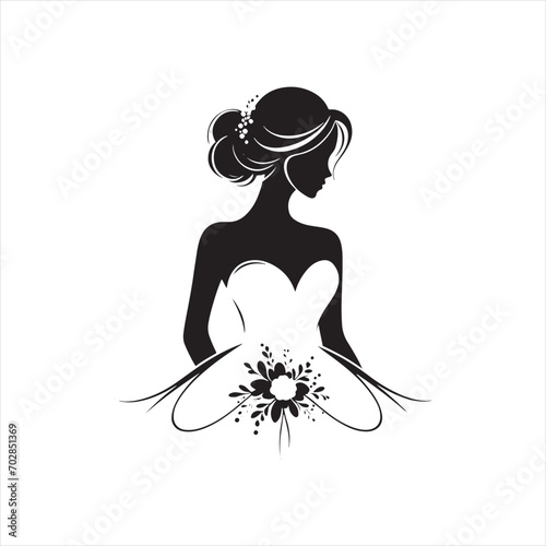 Whispers of Romance Bride Silhouette: Enchanting Moments for Bridal Concepts and Bride Black Vector Stock
