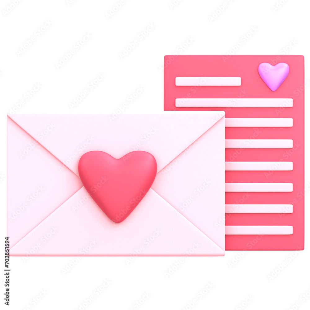 envelope and letter with hearts envelope and letter with hearts