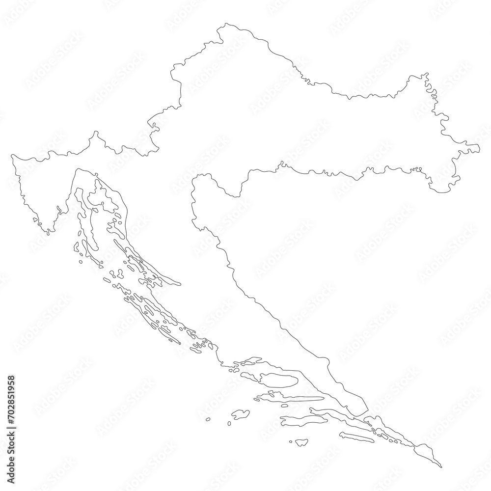 Croatia map. Map of Croatia in white color