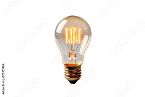 Illuminated Edison Light Bulb Glowing Warmly transparent background, png