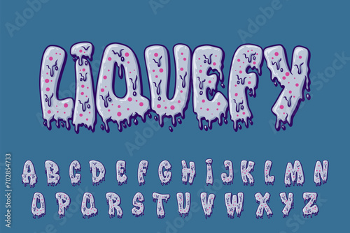  Alphabet Melt Zombie Font Type Cartoon Vector