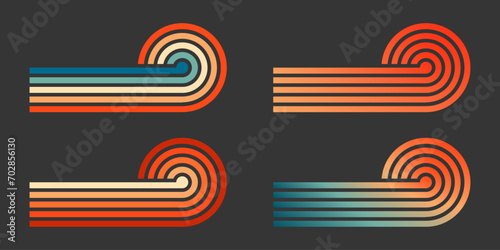 Collection of Retro Sun Horizontal Colorful Vintage.