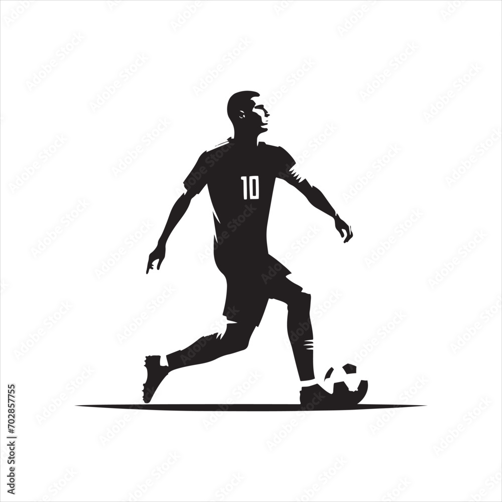 Precision Play: Silhouette of a Football Player Showcasing Accuracy, Perfect for Sports Marketing and Sportsman Black Vector Stock
