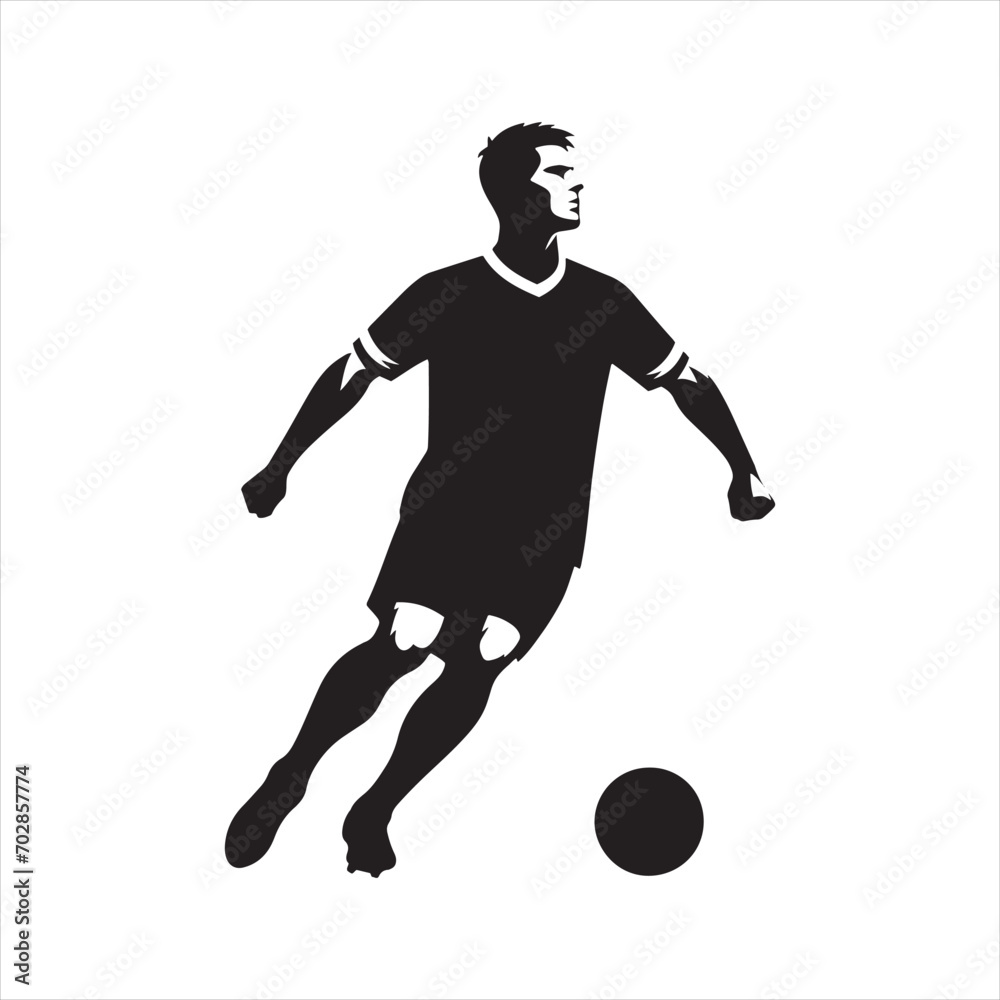 Dynamic Maneuvers: Football Player Silhouette Demonstrating Skill, Perfect for Sports Posters and Sportsman Black Vector Stock
