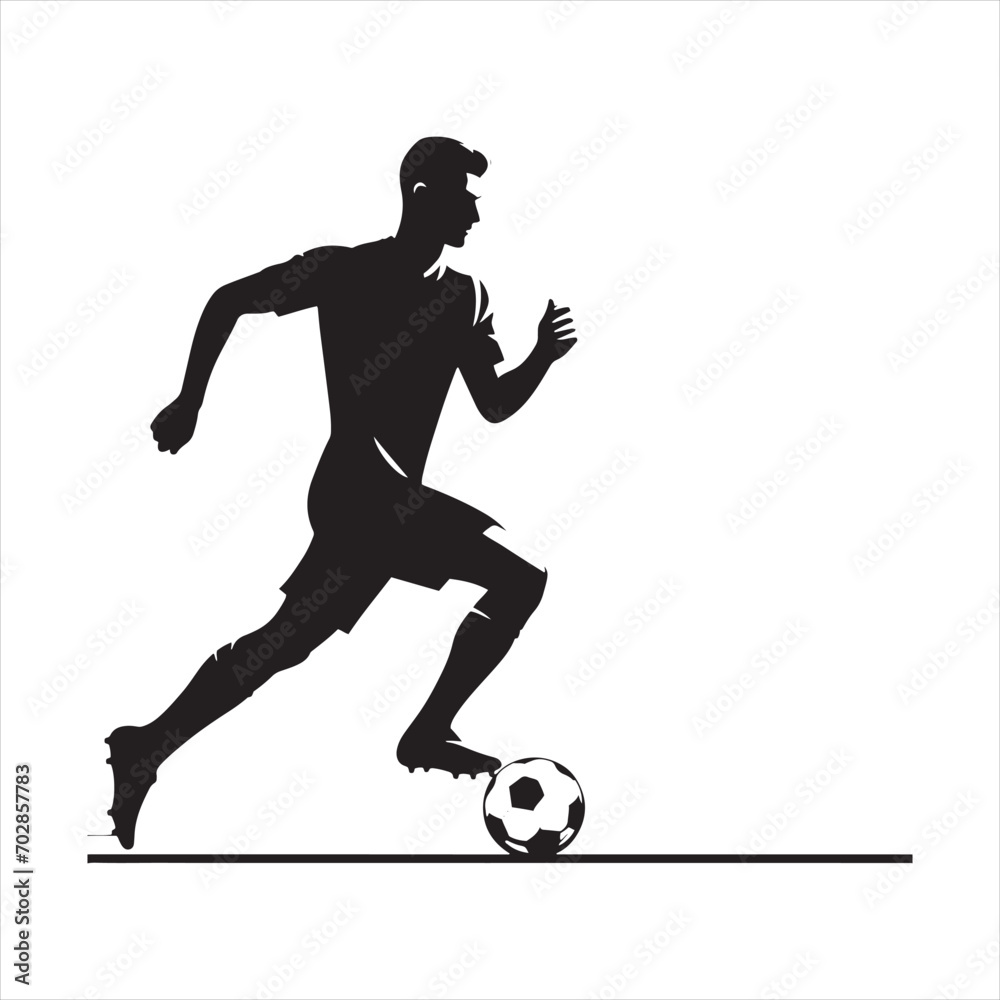Victory Charge: A Silhouette of a Football Player Leading the Team, Great for Sports Advertising and Sportsman Black Vector Stock

