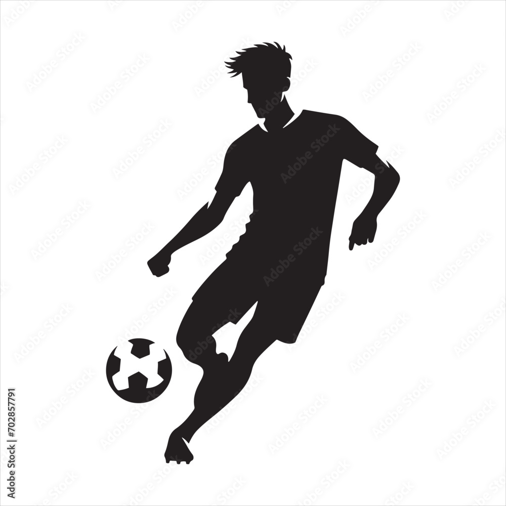 Dynamic Defense: A Silhouette of a Football Player Protecting the Goal, Perfect for Sports Promotions and Sportsman Black Vector Stock
