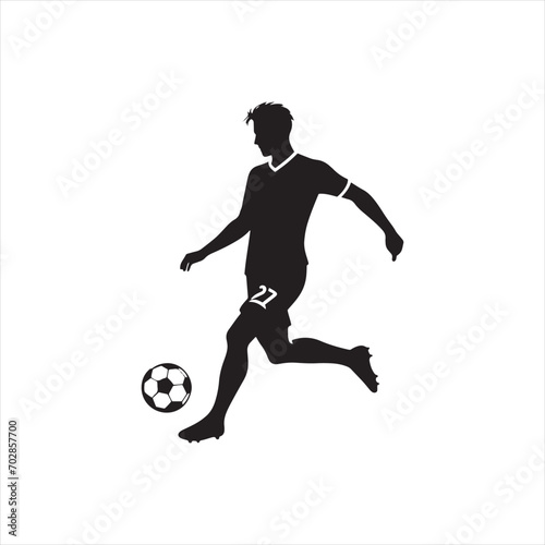 Sporting Prowess: Football Player Silhouette Demonstrating Exceptional Skill, Great for Sports Advertising and Sportsman Black Vector Stock  © Vista