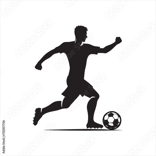 Dynamic Sprint: Football Player Silhouette Racing Towards Victory, Perfect for Sports Promotions and Sportsman Black Vector Stock
