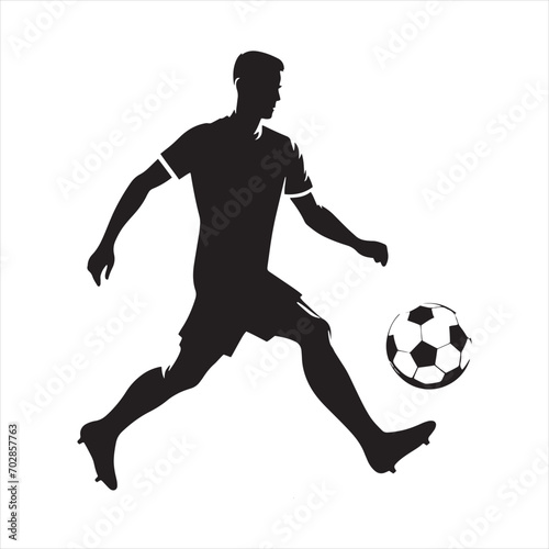 Goal-scoring Elegance: Football Player Silhouette Celebrating a Triumph, Great for Sports Campaigns and Sportsman Black Vector Stock 