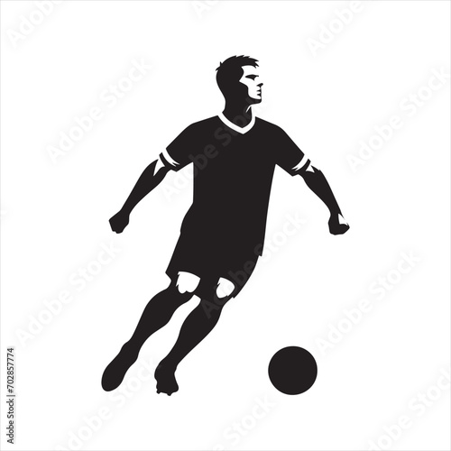 Dynamic Maneuvers: Football Player Silhouette Demonstrating Skill, Perfect for Sports Posters and Sportsman Black Vector Stock
