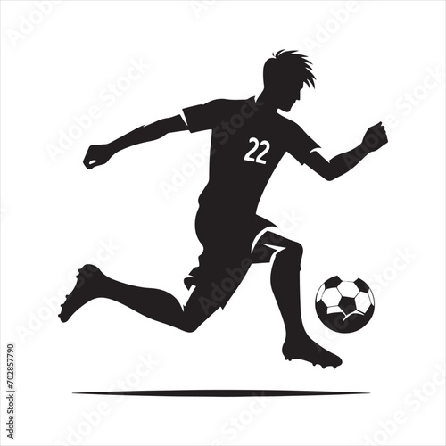Goal-scoring Moment: Football Player Silhouette Celebrating a Score, Ideal for Sports-themed Designs and Sportsman Black Vector Stock  © Vista