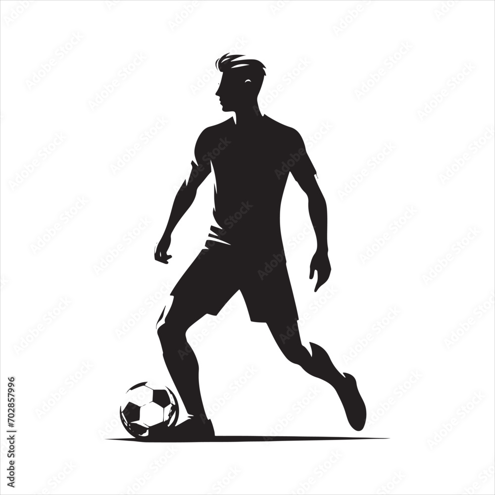 Sporting Triumph: Football Player Silhouette in Winning Pose, Ideal for Sports-themed Designs and Sportsman Black Vector Stock
