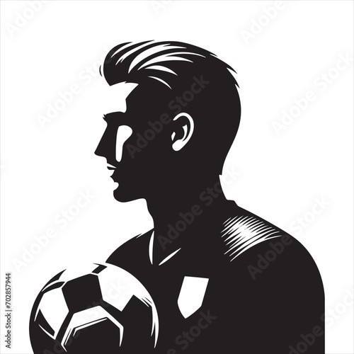 Athletic Agility: Football Player Silhouette in Swift Movement, Ideal for Sports Concepts and Sportsman Black Vector Stock
